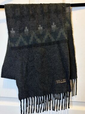 Dark Gray Acrylic Fringe Scarf - Made in Italy